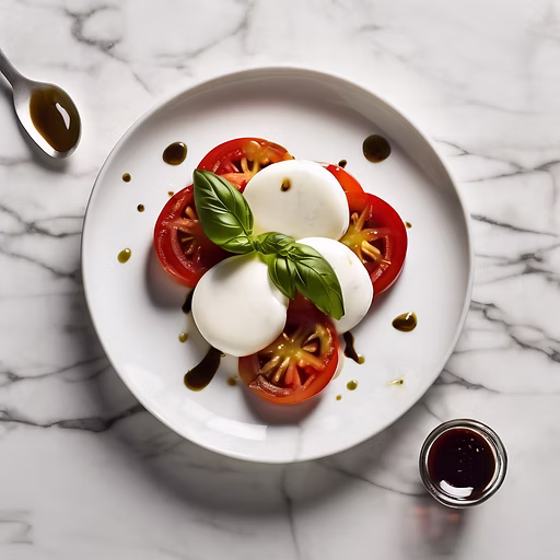 Italienische Vorspeise mit Tomaten, Mozzarella und Basilikum
